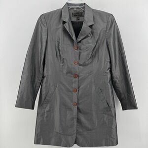 Express Vintage Longline Blazer Women 9/10 Gray Metallic Button  Made in USA